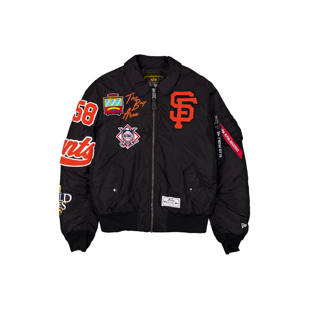 San Francisco Giants MLB x Alpha Industries Black Collared Bomber Jacket