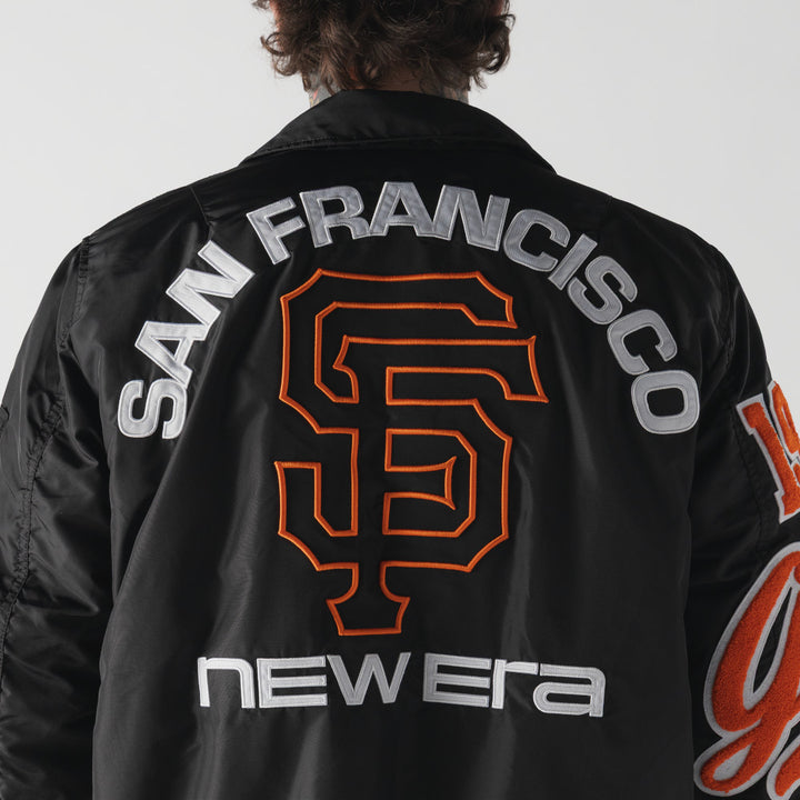 San Francisco Giants MLB x Alpha Industries Black Collared Bomber Jacket
