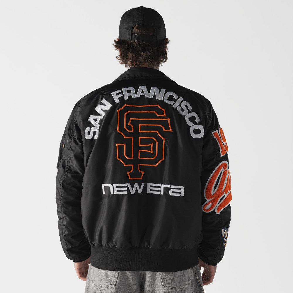 San Francisco Giants MLB x Alpha Industries Black Collared Bomber Jacket