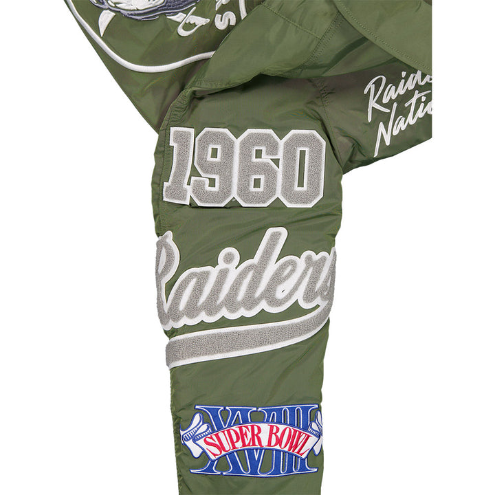Las Vegas Raiders NFL x Alpha Industries Green Collared Bomber Jacket