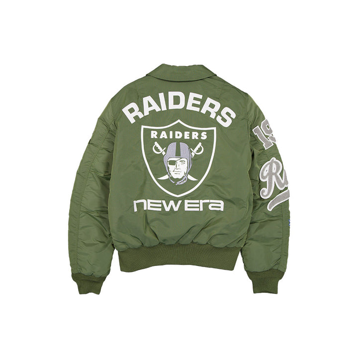 Las Vegas Raiders NFL x Alpha Industries Green Collared Bomber Jacket