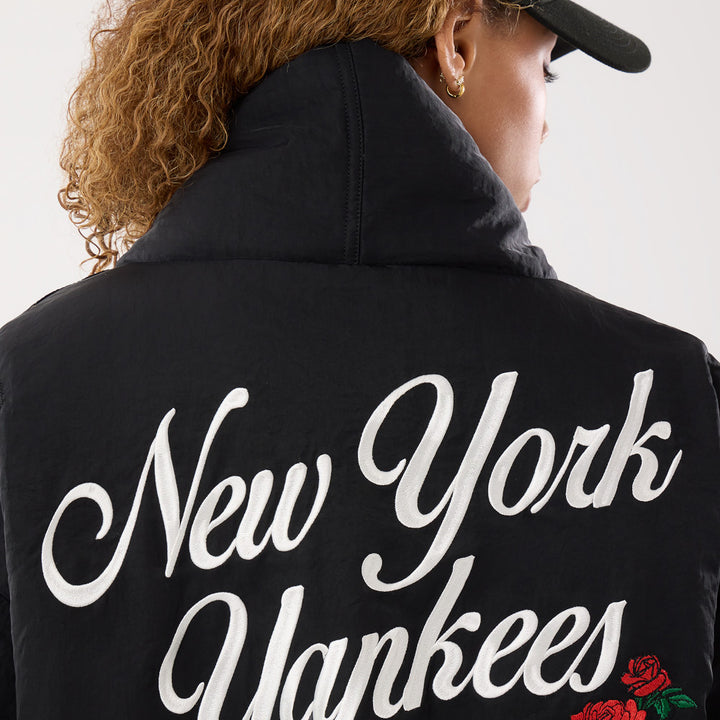 Women New York Yankees MLB x Alpha Industries Black Nylon Shawl Collar Bomber Jacket