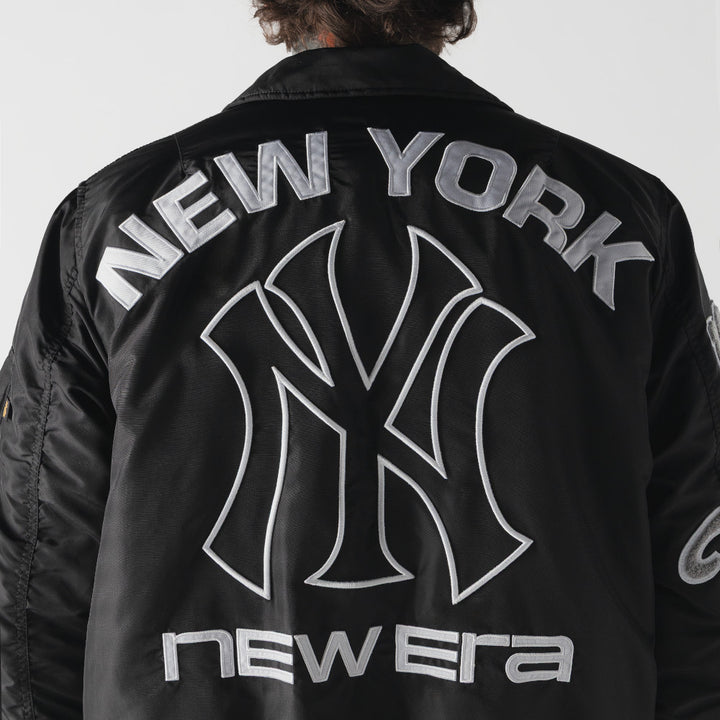 New York Yankees MLB x Alpha Industries Black Collared Bomber Jacket