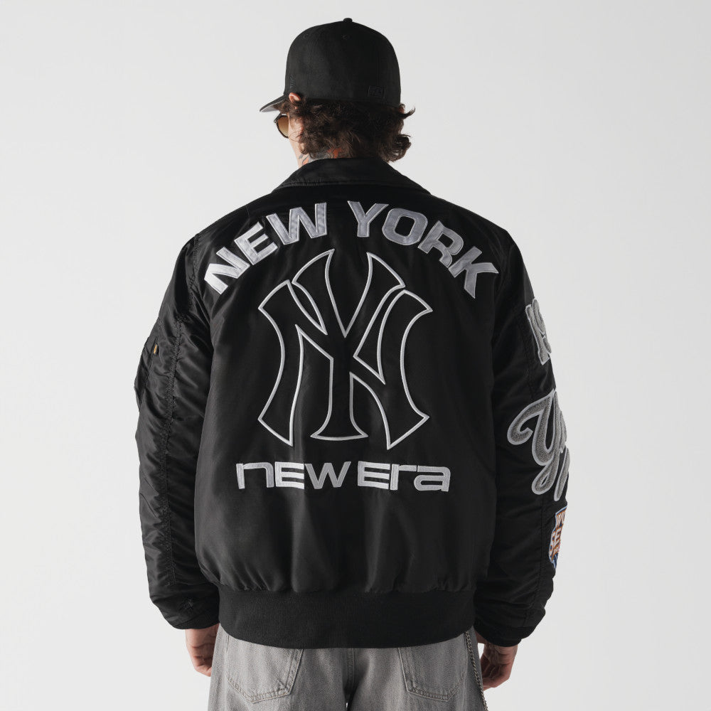 New York Yankees MLB x Alpha Industries Black Collared Bomber Jacket
