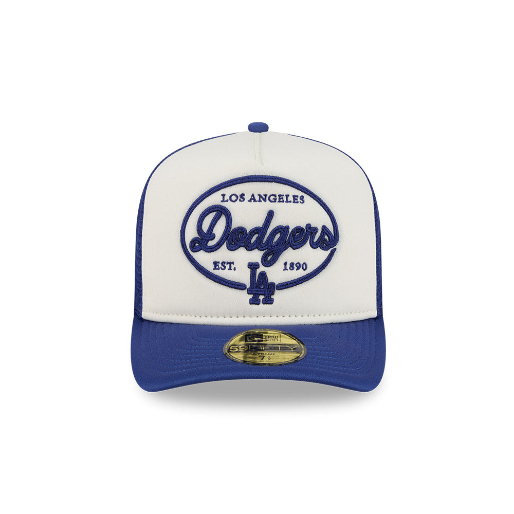 59FIFTY A-Frame Pre-Curved Trucker Los Angeles Dodgers 59FIFTY® Day 2-Tone Dark Royal Visor Chrome White Fitted