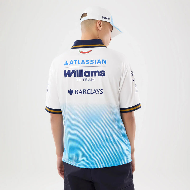Atlassian Williams F1 Team Spain Race Special White Short Sleeve Collar T-Shirt