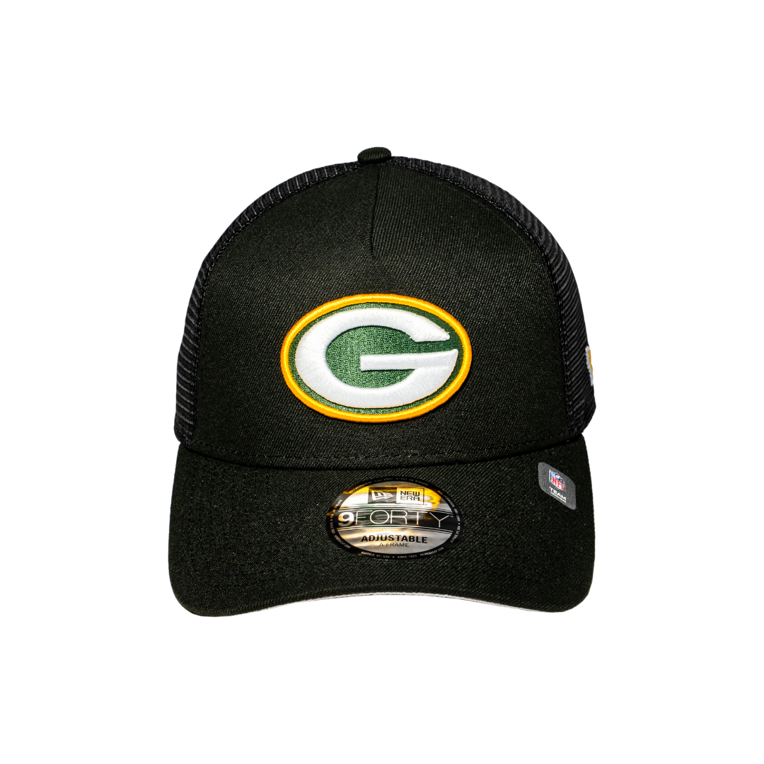 9FORTY A-Frame Trucker Green Bay Packers Black Snapback