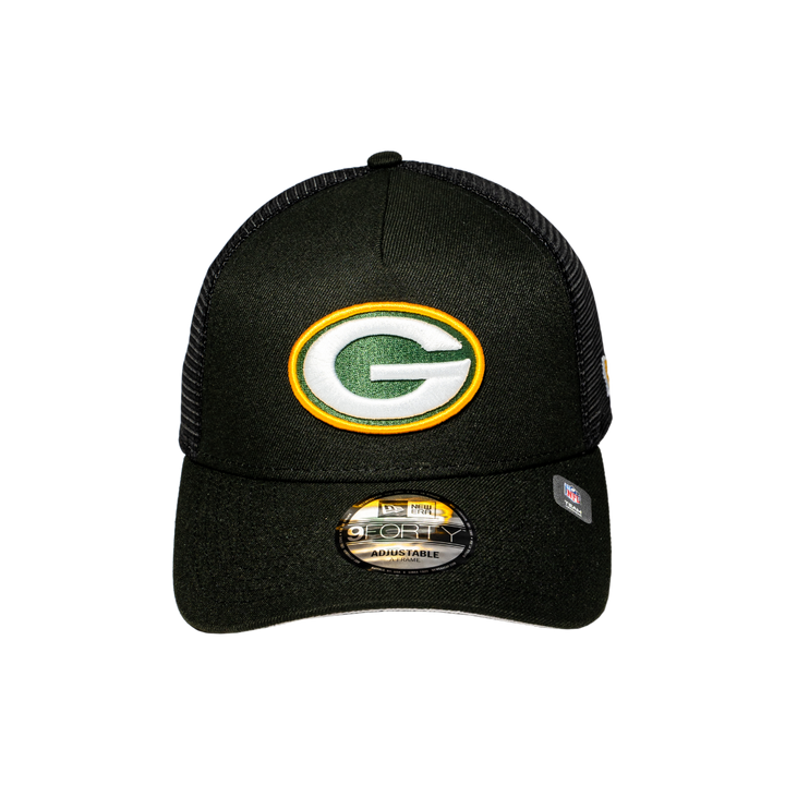 9FORTY A-Frame Trucker Green Bay Packers Black Snapback