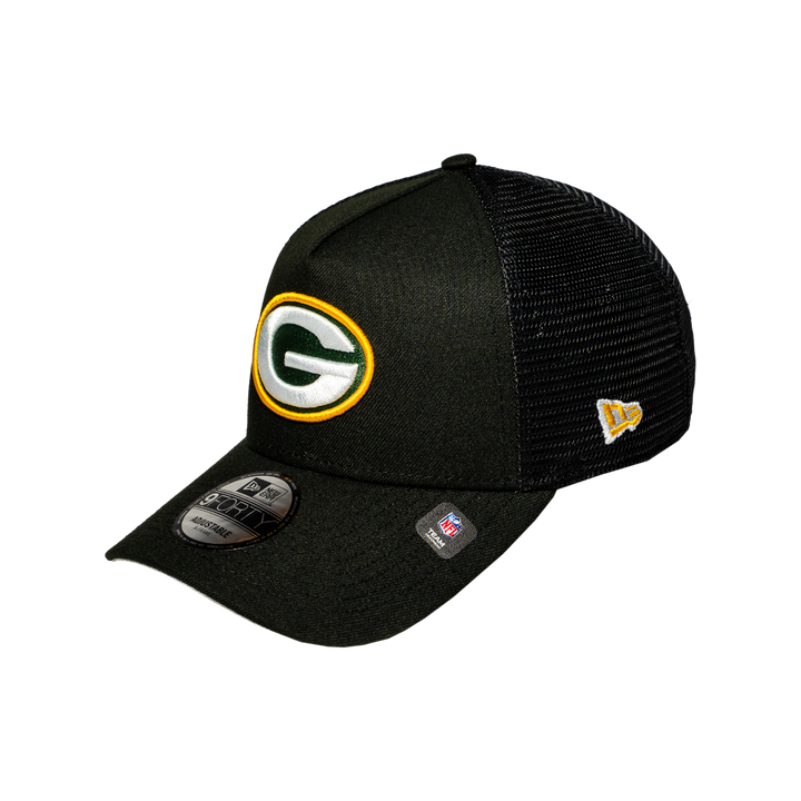 9FORTY A-Frame Trucker Green Bay Packers Black Snapback