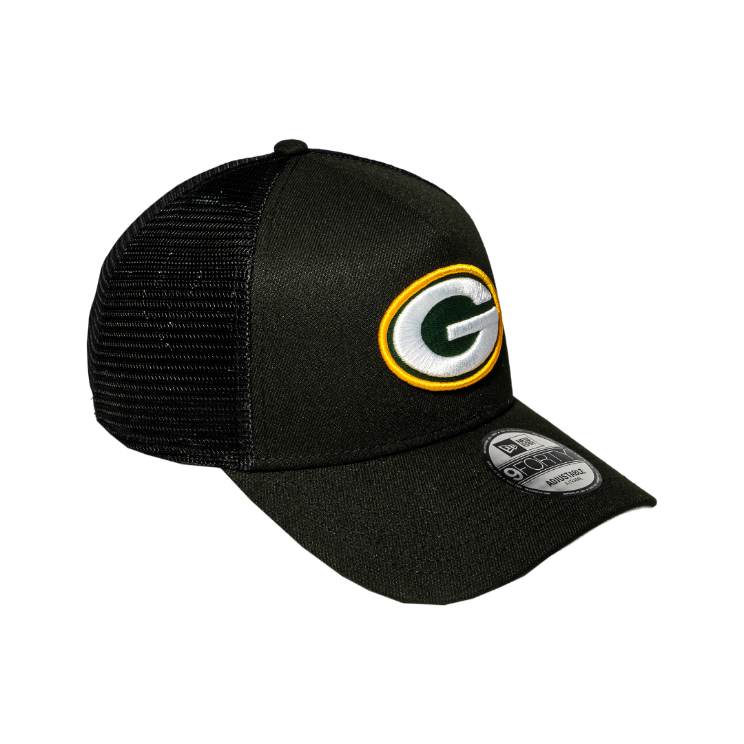 9FORTY A-Frame Trucker Green Bay Packers Black Snapback