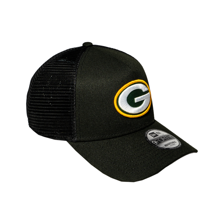 9FORTY A-Frame Trucker Green Bay Packers Black Snapback