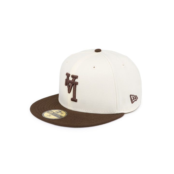 59FIFTY Los Angeles Dodgers Upside Down Walnut Visor Chrome White Fitted
