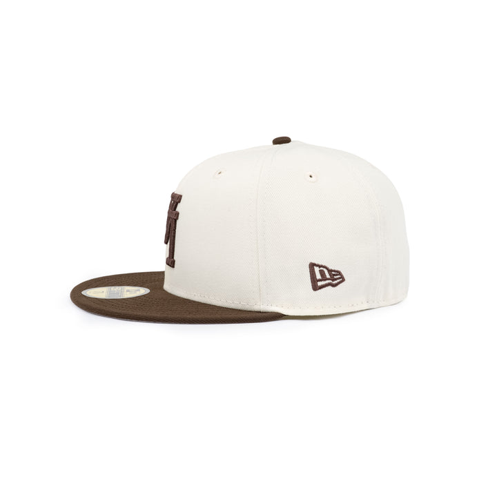 59FIFTY Los Angeles Dodgers Upside Down Walnut Visor Chrome White Fitted