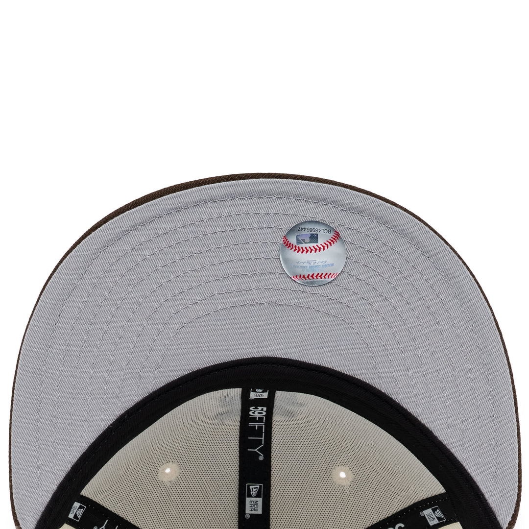59FIFTY Los Angeles Dodgers Upside Down Walnut Visor Chrome White Fitted