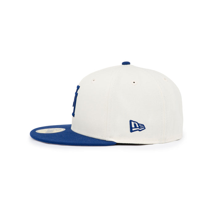 59FIFTY Los Angeles Dodgers Upside Down Dark Royal Visor Chrome White Fitted
