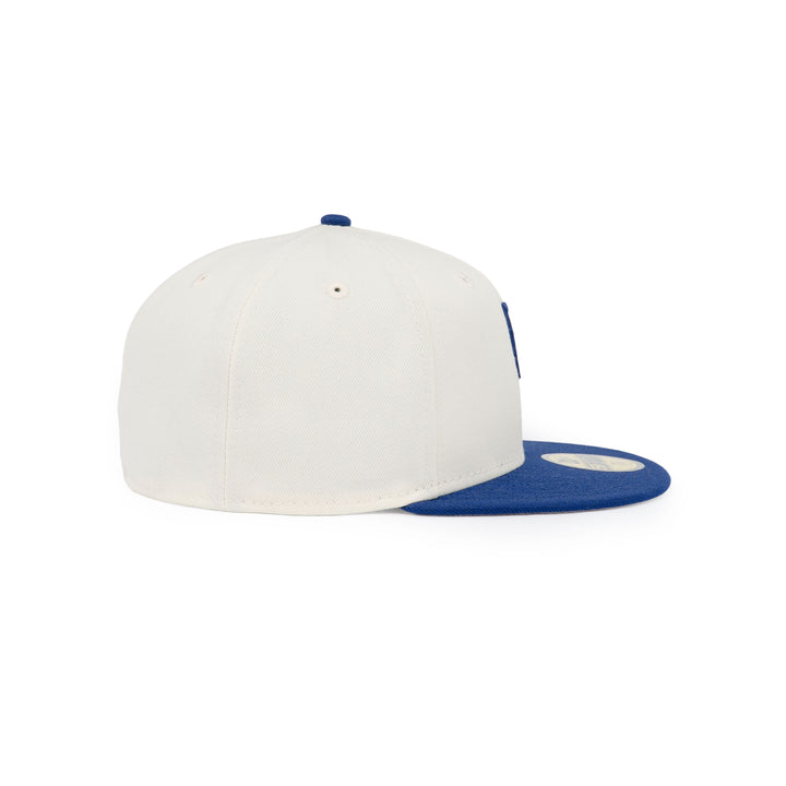 59FIFTY Los Angeles Dodgers Upside Down Dark Royal Visor Chrome White Fitted