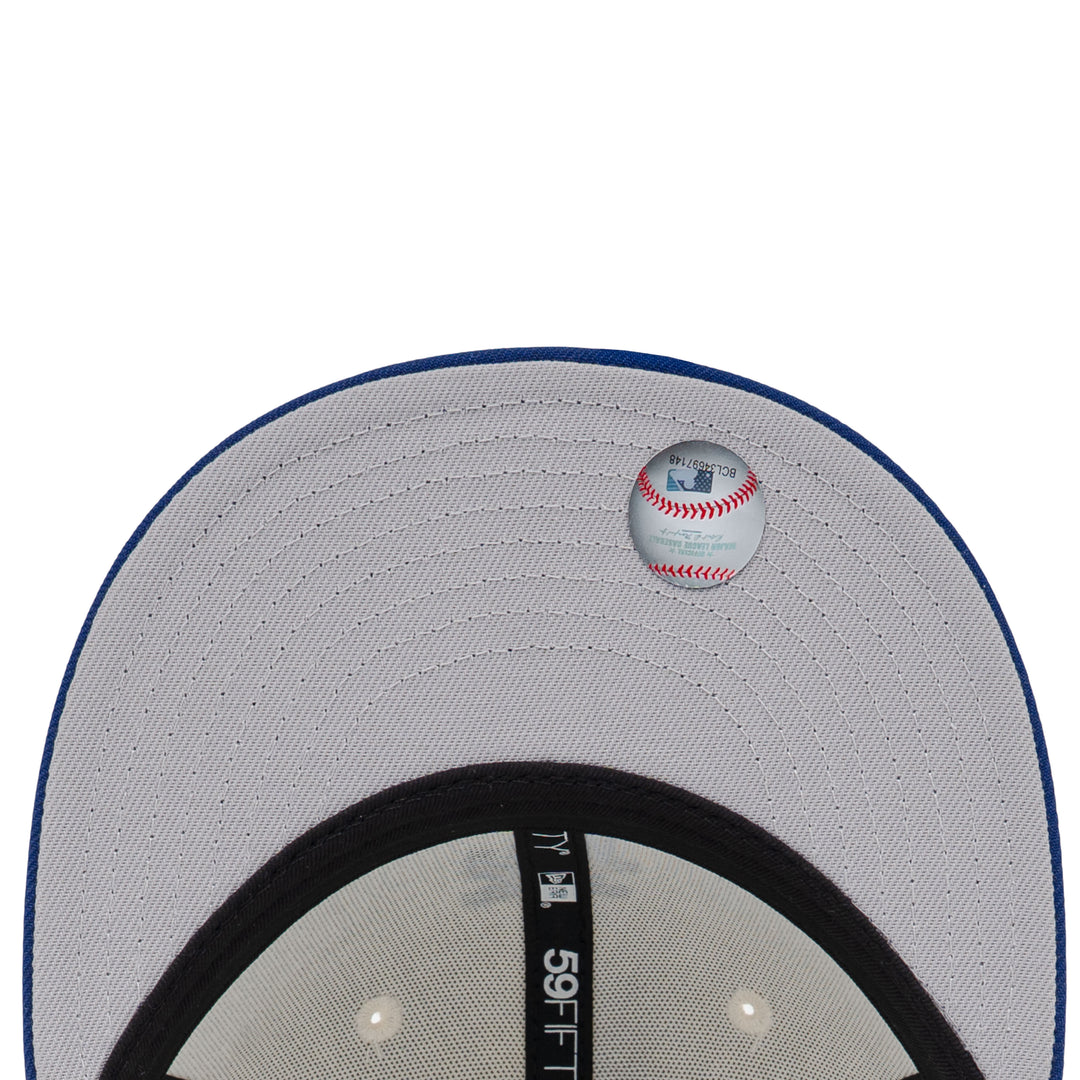 59FIFTY Los Angeles Dodgers Upside Down Dark Royal Visor Chrome White Fitted