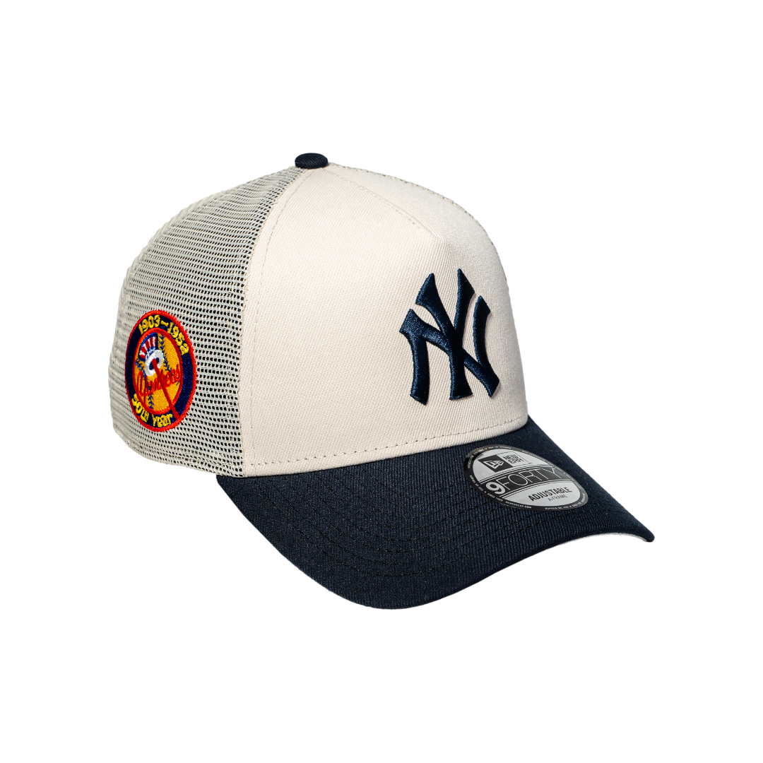 9FORTY A-Frame Trucker New York Yankees Stone Navy Snapback