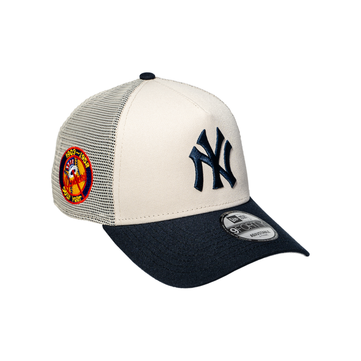 9FORTY A-Frame Trucker New York Yankees Stone Navy Snapback