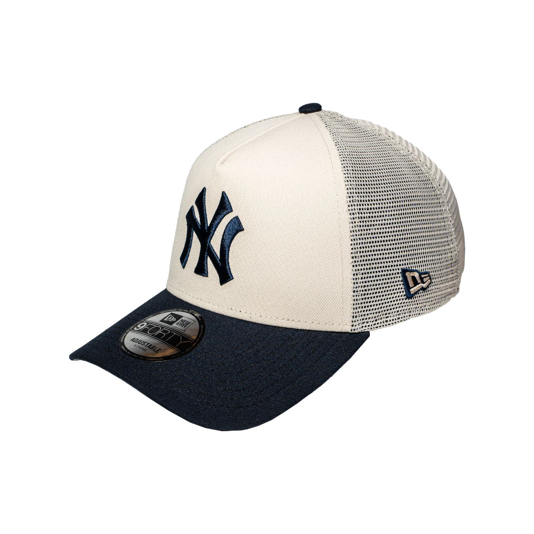 9FORTY A-Frame Trucker New York Yankees Stone Navy Snapback