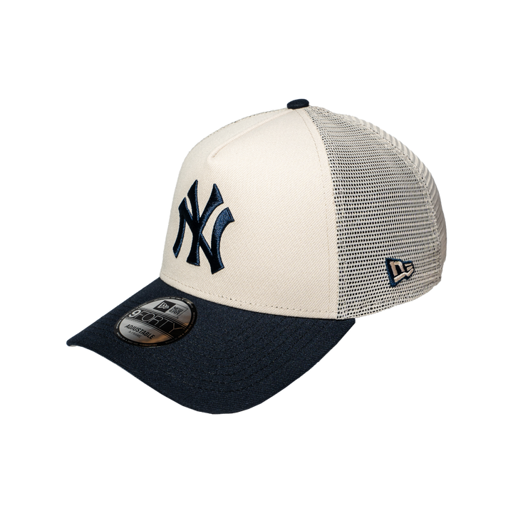 9FORTY A-Frame Trucker New York Yankees Stone Navy Snapback