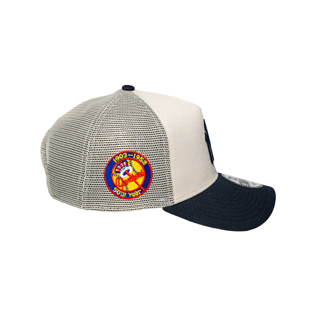 9FORTY A-Frame Trucker New York Yankees Stone Navy Snapback