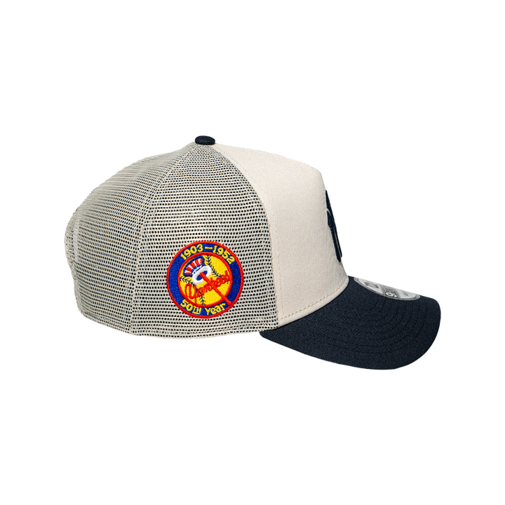 9FORTY A-Frame Trucker New York Yankees Stone Navy Snapback