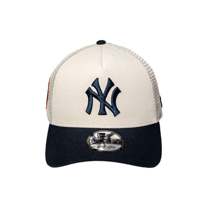 9FORTY A-Frame Trucker New York Yankees Stone Navy Snapback