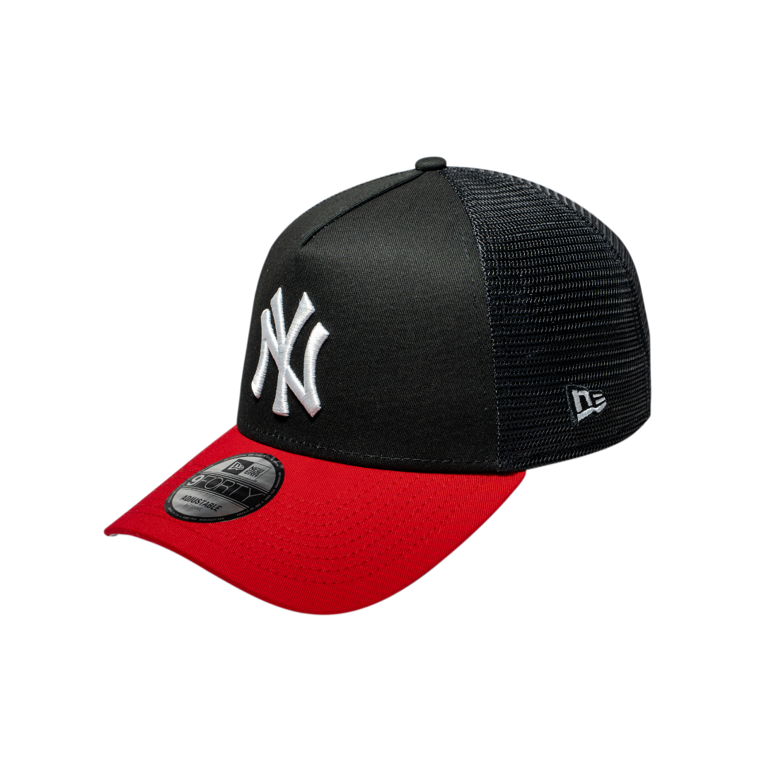 9FORTY A-Frame Trucker New York Yankees Black Scarlet Snapback