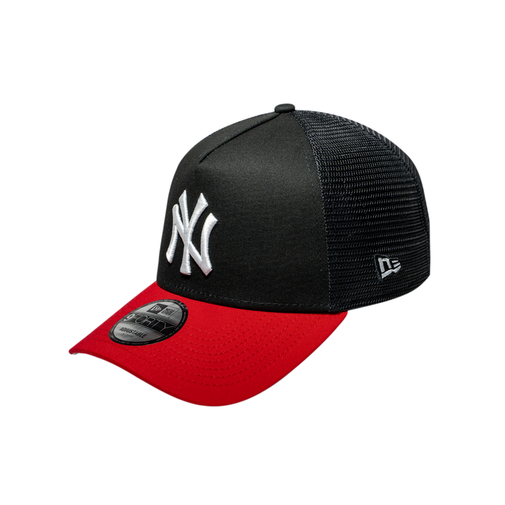 9FORTY A-Frame Trucker New York Yankees Black Scarlet Snapback