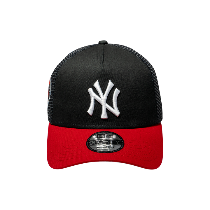 9FORTY A-Frame Trucker New York Yankees Black Scarlet Snapback