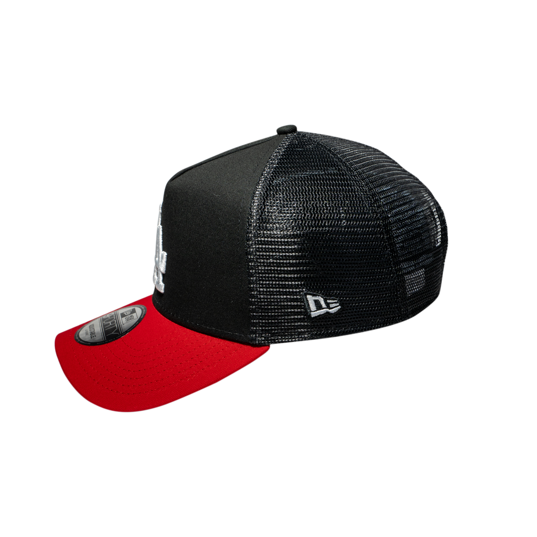 9FORTY A-Frame Trucker Los Angeles Dodgers Black Scarlet Snapback