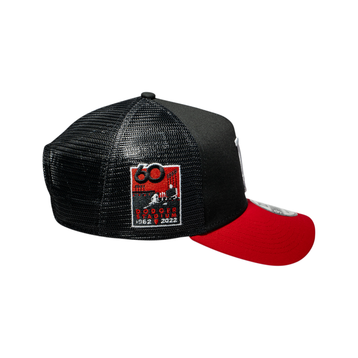 9FORTY A-Frame Trucker Los Angeles Dodgers Black Scarlet Snapback