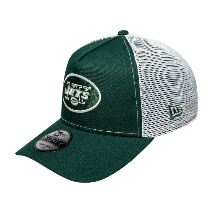 9FORTY A-Frame Trucker New York Jets Navy Dark Green Snapback