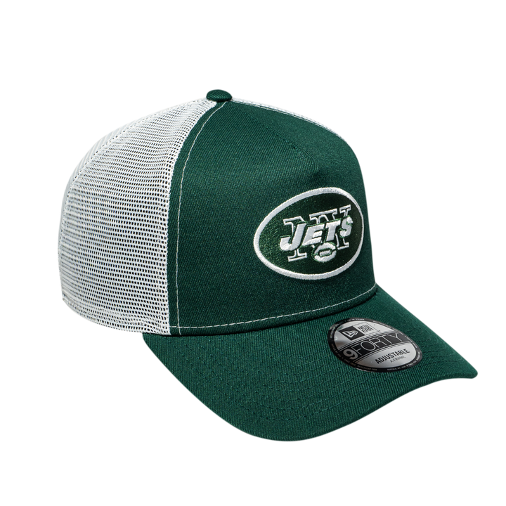 9FORTY A-Frame Trucker New York Jets Navy Dark Green Snapback