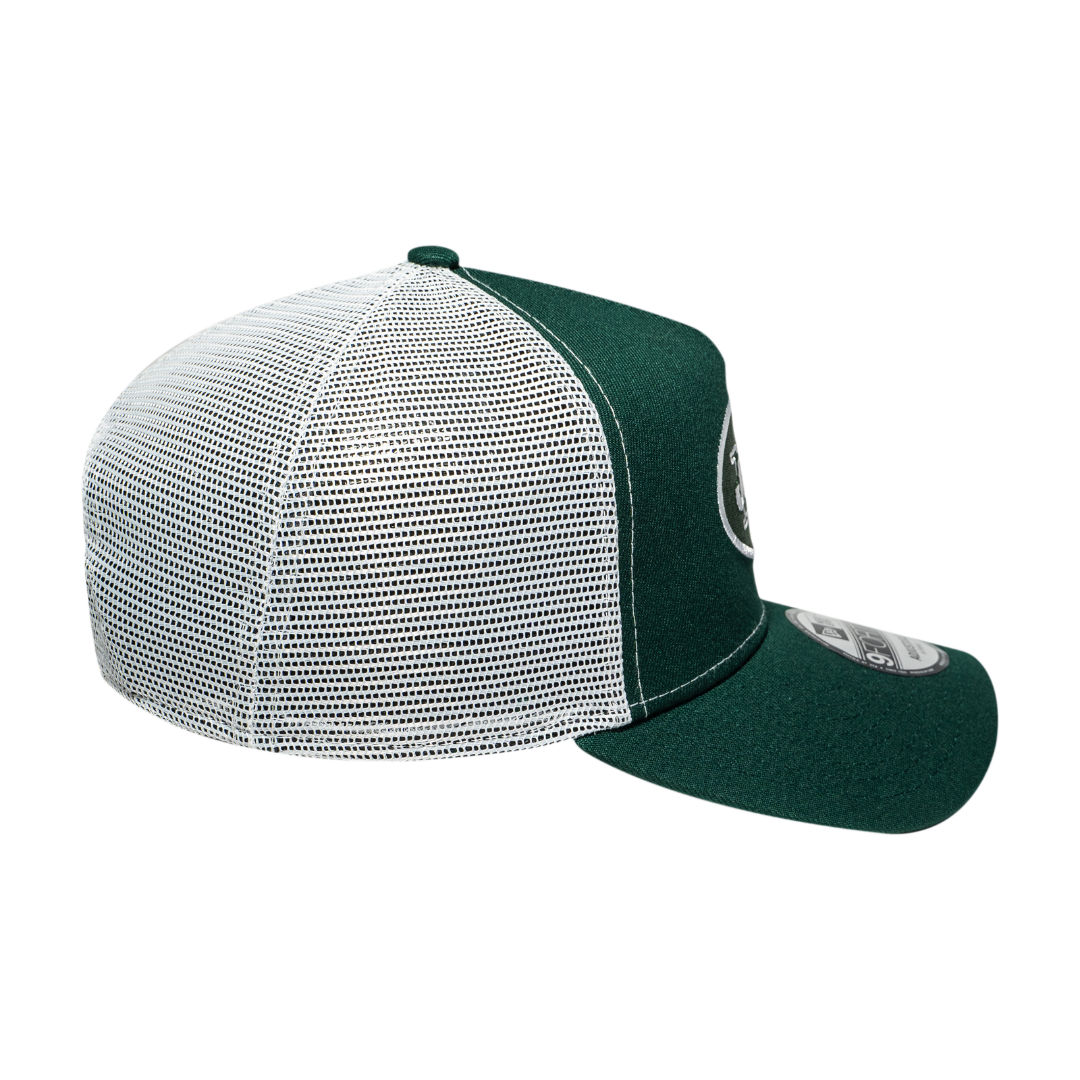 9FORTY A-Frame Trucker New York Jets Navy Dark Green Snapback