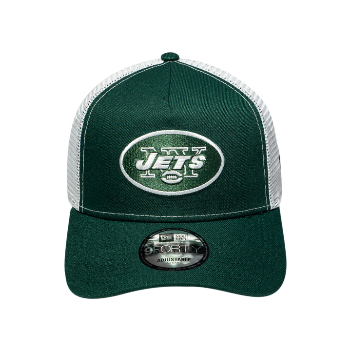 9FORTY A-Frame Trucker New York Jets Navy Dark Green Snapback
