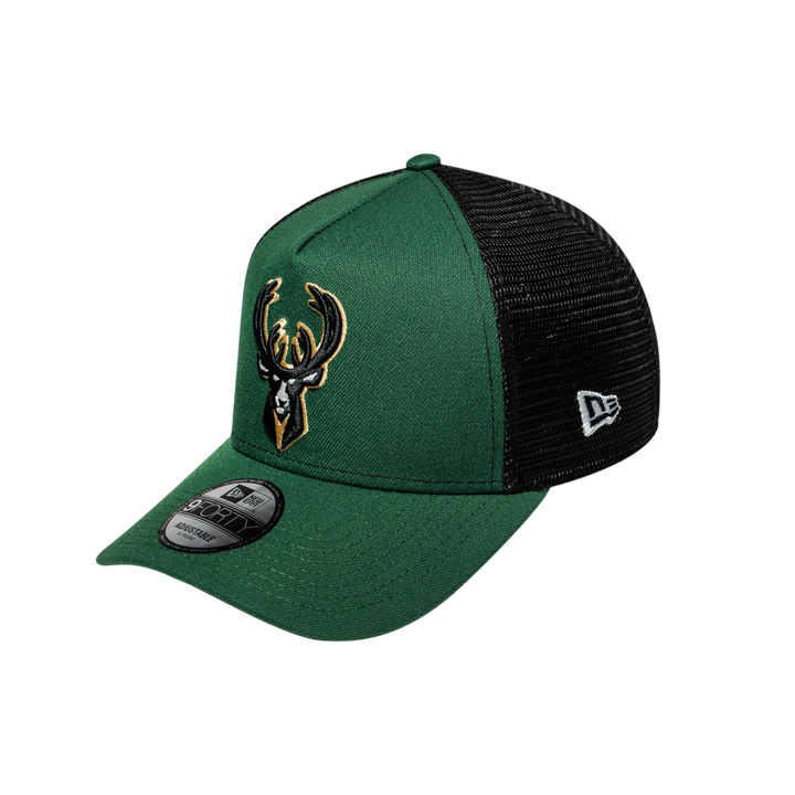 9FORTY A-Frame Trucker Milwaukee Bucks Green Snapback