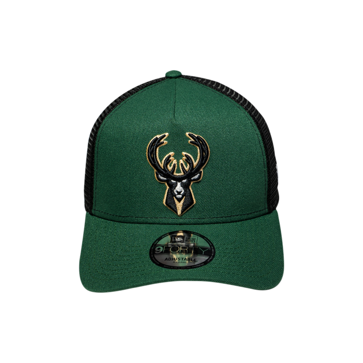 9FORTY A-Frame Trucker Milwaukee Bucks Green Snapback