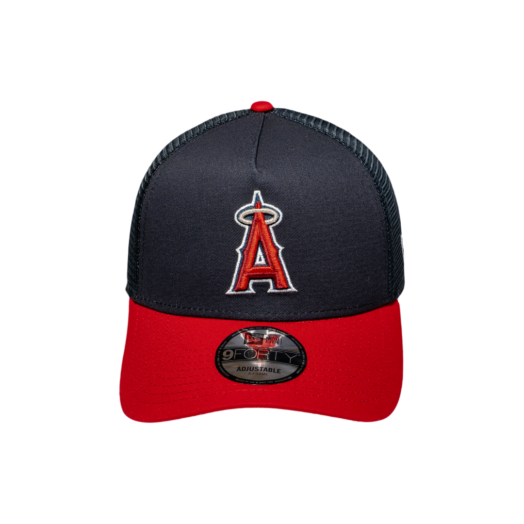 9FORTY A-Frame Trucker Los Angeles Angels Navy Scarlet Snapback