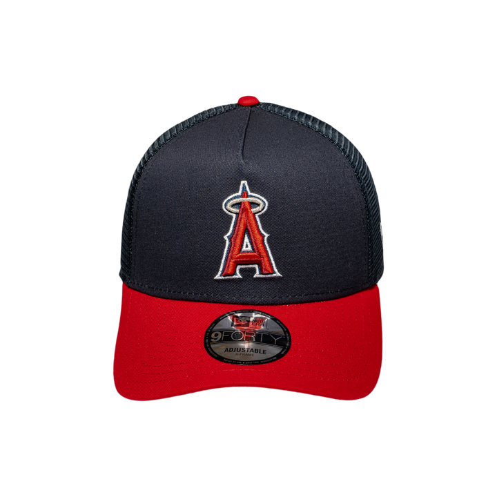 9FORTY A-Frame Trucker Los Angeles Angels Navy Scarlet Snapback