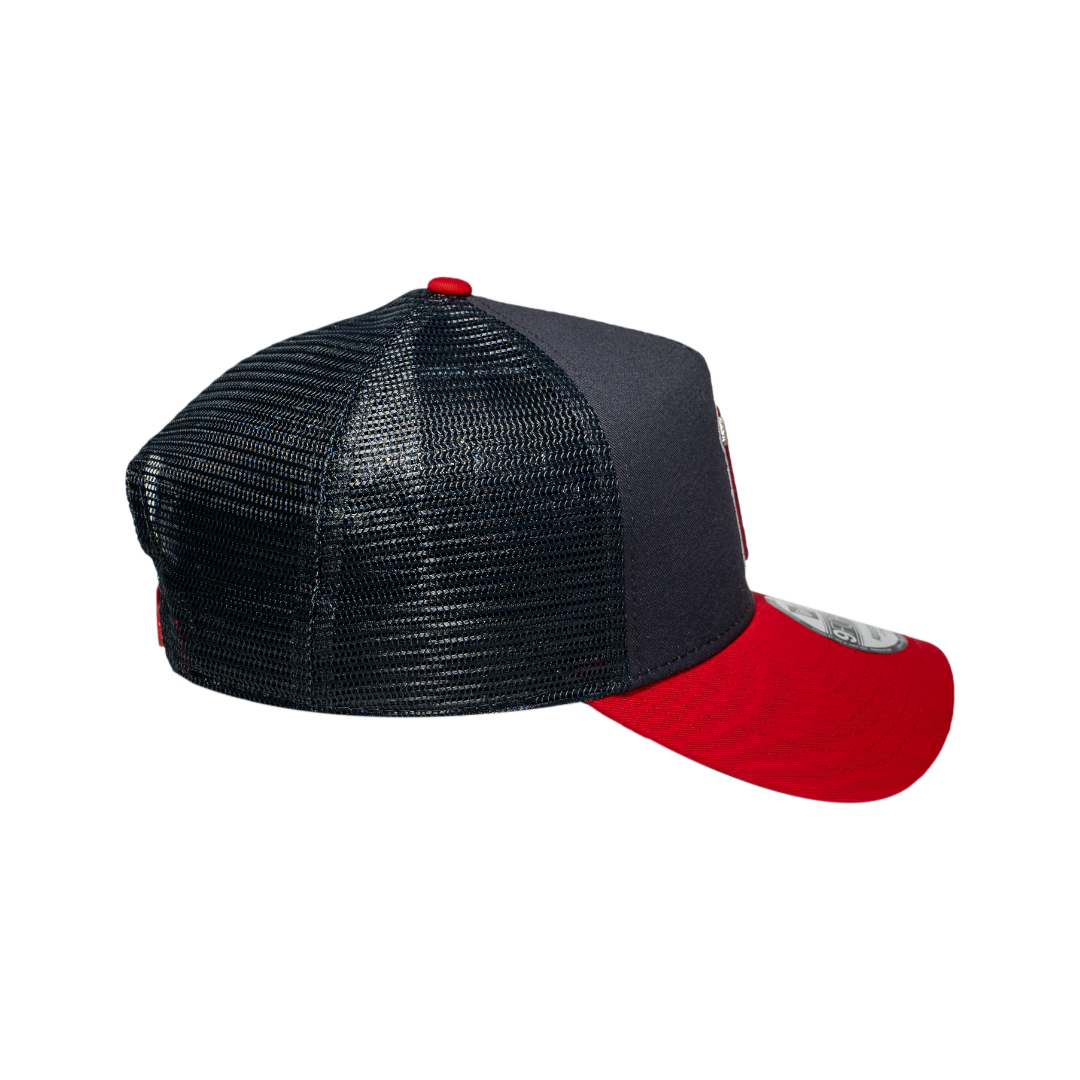 9FORTY A-Frame Trucker Los Angeles Angels Navy Scarlet Snapback