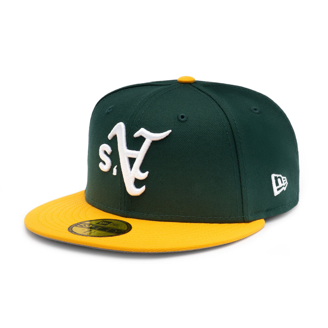 59FIFTY Oakland Athletics Cooperstown World Series Upside Down Dark Green Fitted