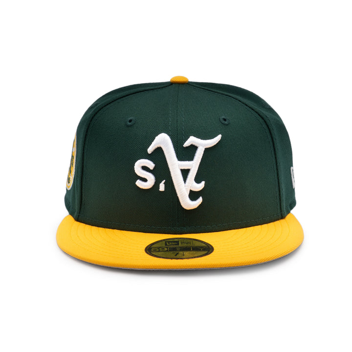 59FIFTY Oakland Athletics Cooperstown World Series Upside Down Dark Green Fitted