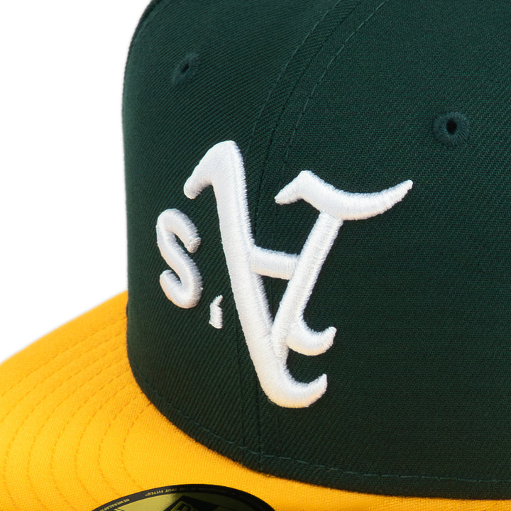 59FIFTY Oakland Athletics Cooperstown World Series Upside Down Dark Green Fitted