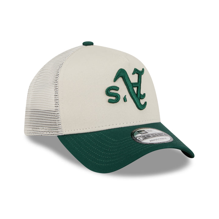 9FORTY A-Frame Trucker Oakland Athletics Upside Down Stone Grey Snapback
