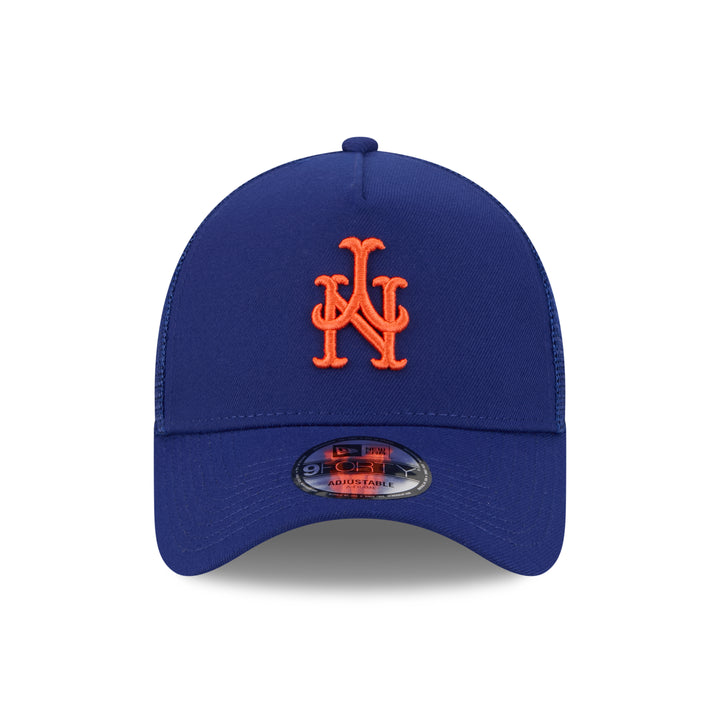 9FORTY A-Frame Trucker New York Mets Upside Down Dark Royal Snapback
