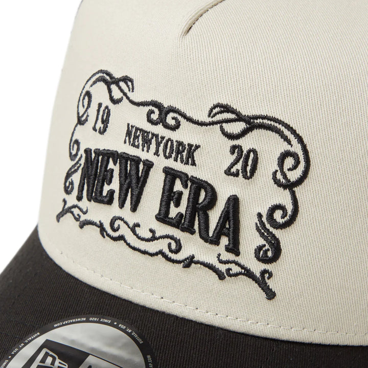 9FORTY A-Frame Trucker Frame Logo Stone Black Snapback