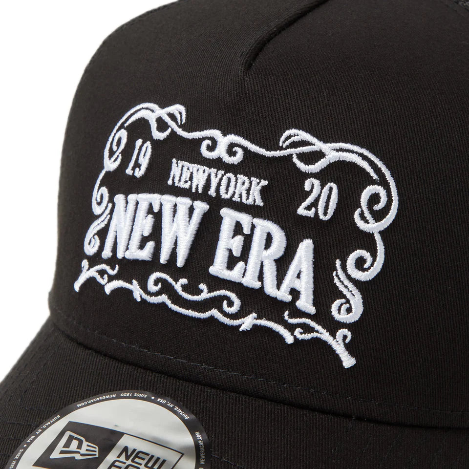 9FORTY A-Frame Trucker Frame Logo Black Snapback