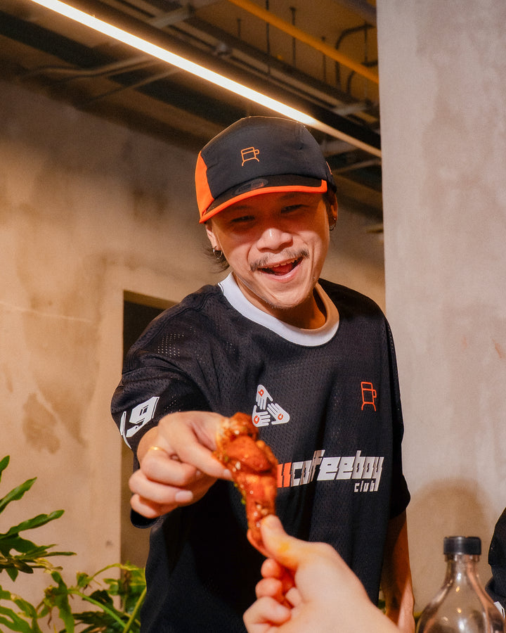 New Era X CoffeeboyClub Black Orange Adjustable Camper Cap